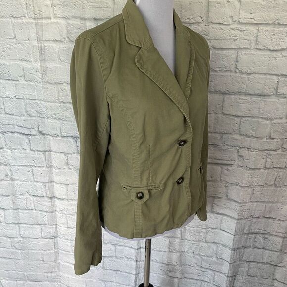 Old Navy women L 2 button fully lined canvas jacket green - Picture 12 of 12
